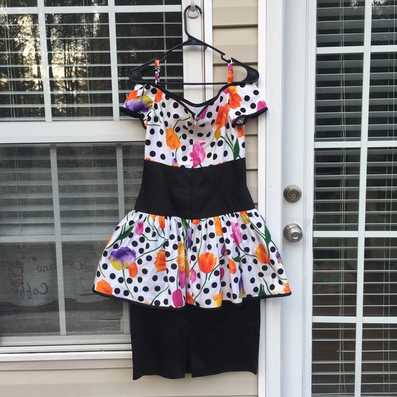 A.J Bari polka dot peplum vintage dress - Picture 5 of 6